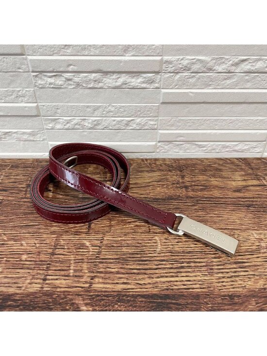 Chanel Enamel Leather Silver Buckle Belt Bordeaux main image 10